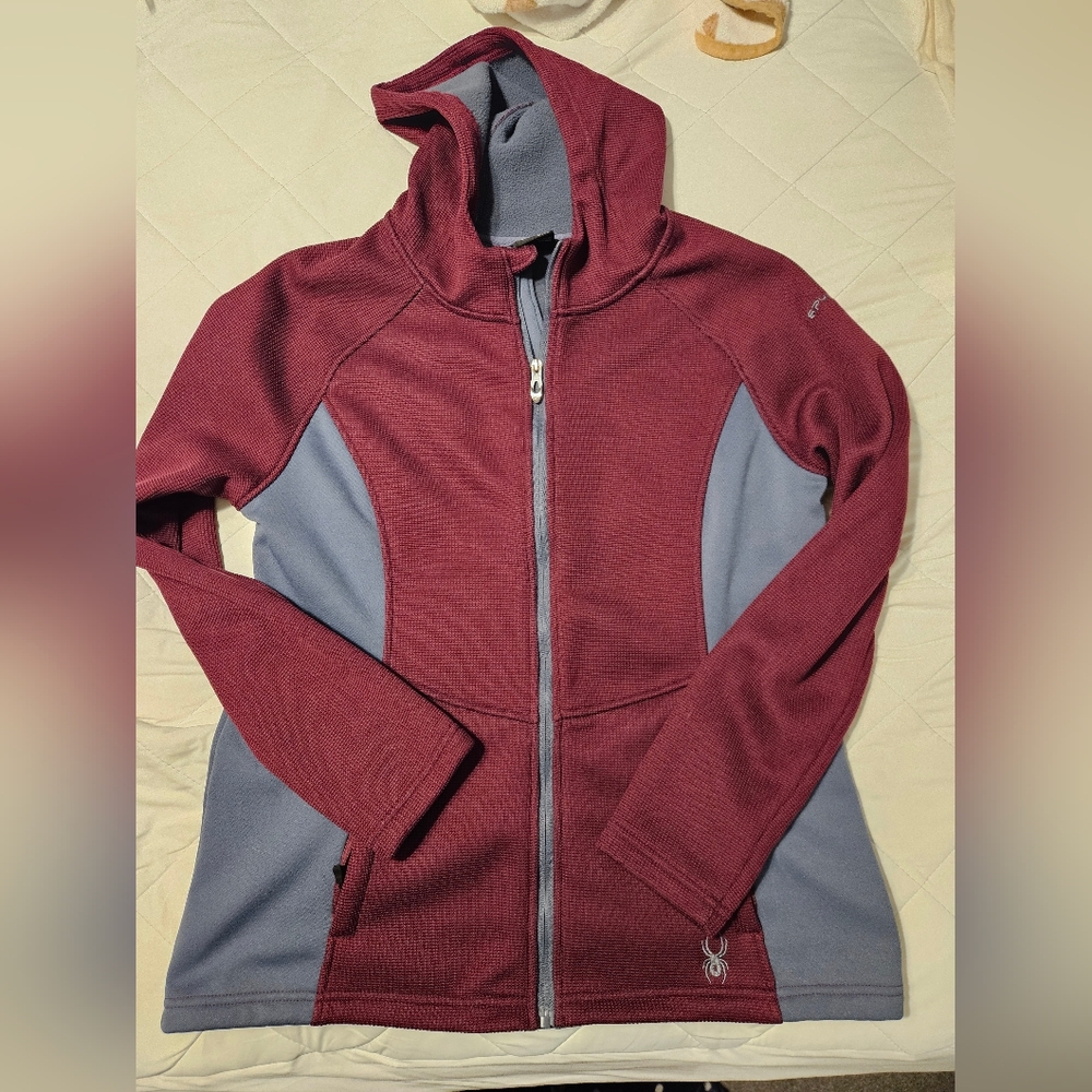 Spyder Men's Maroon and Gray Performance Jacket